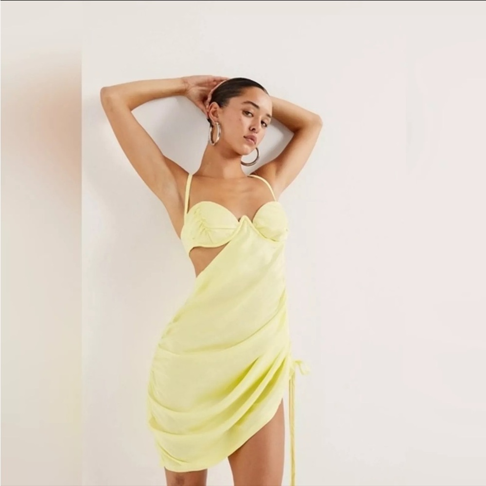 For Love & Lemons Yellow Rana Mini Dress- M